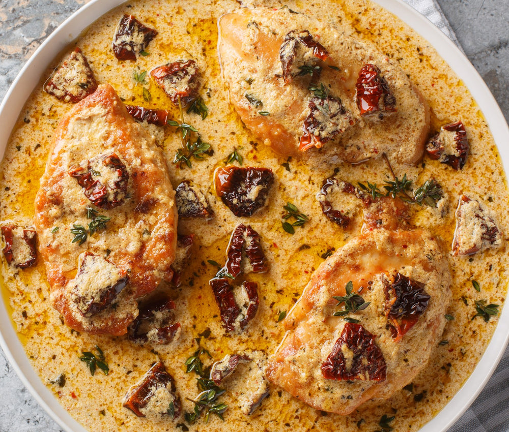 Italian Style Holiday Chicken with Cream, Sundried Tomatoes and Pasta