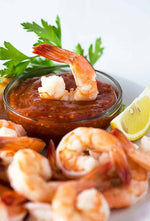 FRENCH STYLE  STEAMED SHRIMP with OUR SPICY COCKTAIL SAUCE